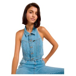 дамски,блузи,дамски,ризи,lee,double,seamed,halter,shirt,blue