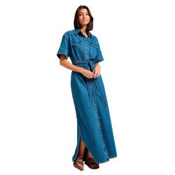 рокля,дамски,поли,и,рокли,lee,western,short,sleeve,long,dress,blue