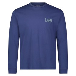 тениска,мъжки,тениски,lee,wobbly,logo,long,sleeve,t,shirt,blue,(mood,indigo)