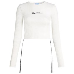 фланелка,с,дълъг,ръкав,дамски,топове,karl,lagerfeld,a1w17037,long,sleeve,top,pristine,(white)