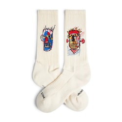 чорапи,мъжки,чорапи,jimmy,lion,athletic,basquiat,heads,1982,crew,socks,beige,(beige)