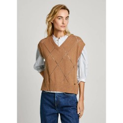 потник,дамски,пуловери,дамски,плетени,дрехи,pepe,jeans,idris,knitted,vest,brown,(stowe,beige)
