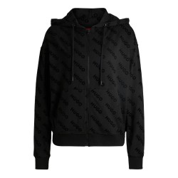 блуза,дамски,блузи,hugo,flokki,full,zip,sweatshirt,black