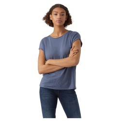 тениска,дамски,тениски,vero,moda,ava,plain,short,sleeve,t,shirt,china,blue,(blue)