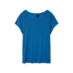 тениска,дамски,тениски,vero,moda,ava,plain,short,sleeve,t,shirt,daphne,(blue)