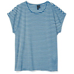 тениска,дамски,тениски,vero,moda,ava,stripe,short,sleeve,t,shirt,blue,(daphne,pristine)