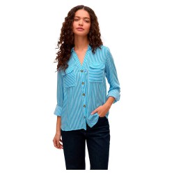 риза,с,дълъг,ръкав,дамски,блузи,дамски,ризи,vero,moda,bumpy,long,sleeve,shirt,azure,blue,snow,white,(blue)