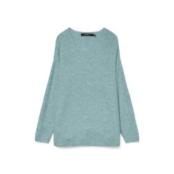 блуза,дамски,пуловери,дамски,плетени,дрехи,vero,moda,crewlefile,v,neck,sweater,green,(gray,mist,melange)