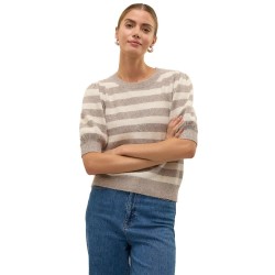 блуза,дамски,пуловери,дамски,плетени,дрехи,vero,moda,doffy,2,4,short,sleeve,sweater,beige,grey,(moon,rock,birch)