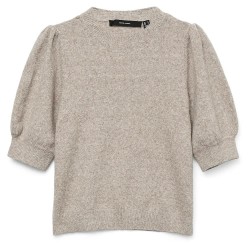 блуза,дамски,пуловери,дамски,плетени,дрехи,vero,moda,doffy,2,4,short,sleeve,sweater,moon,rock,melange,(beige)