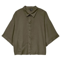 риза,с,къс,ръкав,дамски,блузи,дамски,ризи,vero,moda,linn,short,sleeve,shirt,green,(kalamata,melange)