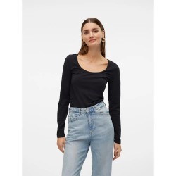тениска,дамски,тениски,vero,moda,lulu,un,long,sleeve,t,shirt,black