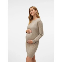 рокля,дамски,поли,и,рокли,vero,moda,mdoffy,maternity,long,sleeve,dress,sepia,tint,melange,(grey)