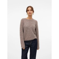 блуза,дамски,пуловери,дамски,плетени,дрехи,vero,moda,novah,sweater,brown,lentil,melange,(brown,grey)