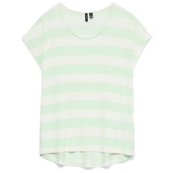 тениска,дамски,тениски,vero,moda,wide,stripe,short,sleeve,t,shirt,birds,egg,green,snow,white,(green)