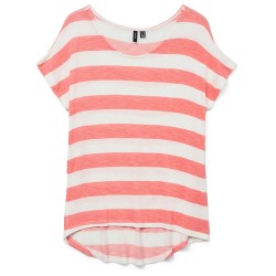 тениска,дамски,тениски,vero,moda,wide,stripe,short,sleeve,t,shirt,dubarry,snow,white,(white,orange)