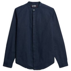 риза,с,дълъг,ръкав,мъжки,ризи,superdry,merchant,indigo,grandad,long,sleeve,shirt,indigo,micro,texture,(blue)