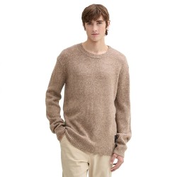 блуза,мъжки,пуловери,tom,tailor,basic,cosy,crewneck,knit,sweater,wool,white,fancy,structure,(beige)