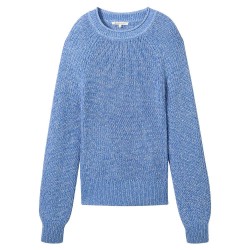 блуза,дамски,пуловери,дамски,плетени,дрехи,tom,tailor,crew,neck,sweater,sicilian,blue,melange,(blue)