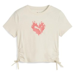 тениска,детски,тениски,puma,flaming,love,short,sleeve,t,shirt,alpine,snow,(beige)