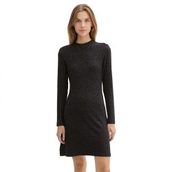 рокля,дамски,поли,и,рокли,tom,tailor,cozy,mock,neck,long,sleeve,short,dress,black