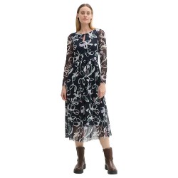 рокля,дамски,поли,и,рокли,tom,tailor,printed,mesh,long,sleeve,long,dress,blue