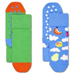 чорапи,детски,чорапи,happy,socks,antislip,cloudy,fruit,socks,2,pairs,green,blue,(blue)