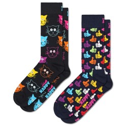 чорапи,мъжки,чорапи,happy,socks,classic,cat,crew,socks,2,pairs,black