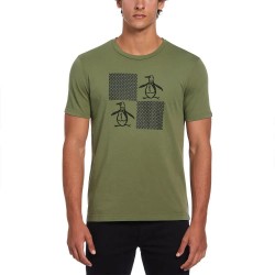 тениска,мъжки,тениски,original,penguin,graphic,flocked,checkboard,pete,short,sleeve,t,shirt,elm,green,(green)