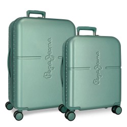 Pepe jeans 440019143 High 55-70 cm 116L trolley bag 2 units - Green (Blue) куфари,pepe,jeans,440019143,high,55,70,cm,116l,trolley,bag,2,units,green,(blue)