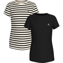 тениска,детски,тениски,calvin,klein,stripe,slim,short,sleeve,t,shirt,2,units,black