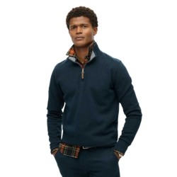 блуза,мъжки,пуловери,superdry,core,pique,henley,half,zip,sweater,blue