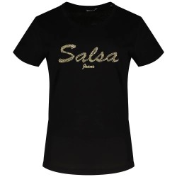 тениска,дамски,тениски,salsa,jeans,lurex,embroidery,branding,short,sleeve,t,shirt,black