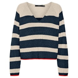сако,дамски,пуловери,дамски,плетени,дрехи,vero,moda,fabulous,v,neck,sweater,white,blue,(navy,blazer,stripes,w.,birch,fiery,red,contrast)