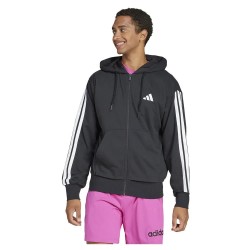 блуза,мъжки,пуловери,adidas,essentials,3,stripes,french,terry,full,zip,sweatshirt,black,white,(black)