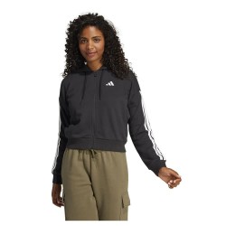блуза,дамски,блузи,adidas,essentials,3,stripes,french,terry,full,zip,sweatshirt,black,white,(black)