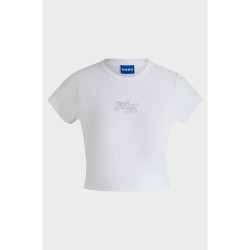 тениска,дамски,тениски,hugo,dome,01,blue,short,sleeve,t,shirt,white