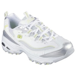 маратонки,дамски,маратонки,skechers,d´lites,trainers,white,duraleather,silver,duraleather,lime,trim,(white)