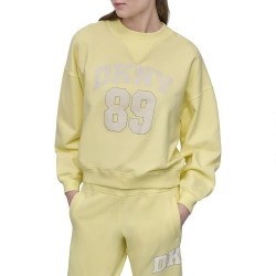 блуза,дамски,блузи,dkny,distressed,rhinestone,logo,sweatshirt,yellow