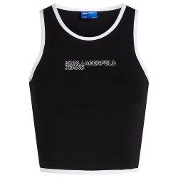 Дънки Karl lagerfeld jeans A2W17024 Sleeveless Top - Black (Black) дънки,дамски,топове,karl,lagerfeld,jeans,a2w17024,sleeveless,top,black,(black)