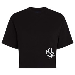 тениска,дамски,тениски,karl,lagerfeld,reg,cropped,monogram,short,sleeve,t,shirt,black,(black)