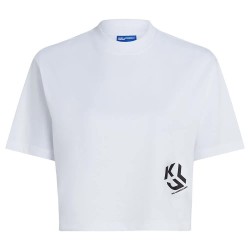тениска,дамски,тениски,karl,lagerfeld,reg,cropped,monogram,short,sleeve,t,shirt,white