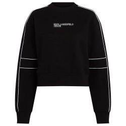 блуза,дамски,блузи,karl,lagerfeld,relaxed,crop,piping,sweatshirt,black
