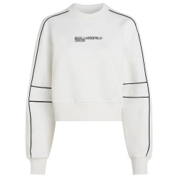 блуза,дамски,блузи,karl,lagerfeld,relaxed,crop,piping,sweatshirt,white