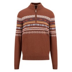блуза,мъжки,пуловери,fynch,hatton,1411320,half,zip,sweater,brown,(hazel)
