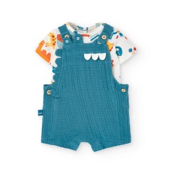 Boboli Knit Combined short sleeve set - Blue (Animal Print) детски,екипи,boboli,knit,combined,short,sleeve,set,blue,(animal,print)