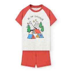 пижама,детски,пижами,boboli,knit,short,sleeve,pyjama,clay,(white)