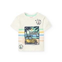 Тениска Boboli Knit short sleeve T-shirt - Beige (Chemical White 8) тениска,мъжки,тениски,дамски,тениски,boboli,knit,short,sleeve,t,shirt,beige,(chemical,white,8)