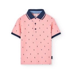 Boboli Pique Printed short sleeve polo - Pink (Pineapple Print) дамски,блузи,с,яка,мъжки,блузи,с,яка,boboli,pique,printed,short,sleeve,polo,pink,(pineapple,print)