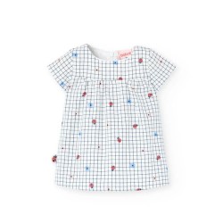 рокля,детски,поли,и,рокли,boboli,poplin,check,dress,ladybug,flower,print,(white)